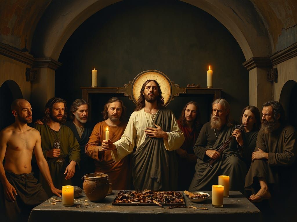 Macabre Last Supper in Dark Renaissance Style