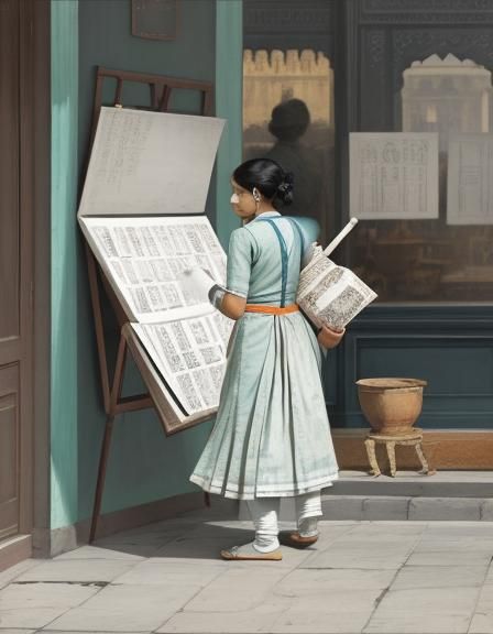 Indian Culture Art in Edward Hopper Style