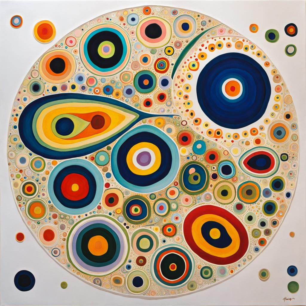 Amoeba Artwork on Rice Paper in Kandinsky Style