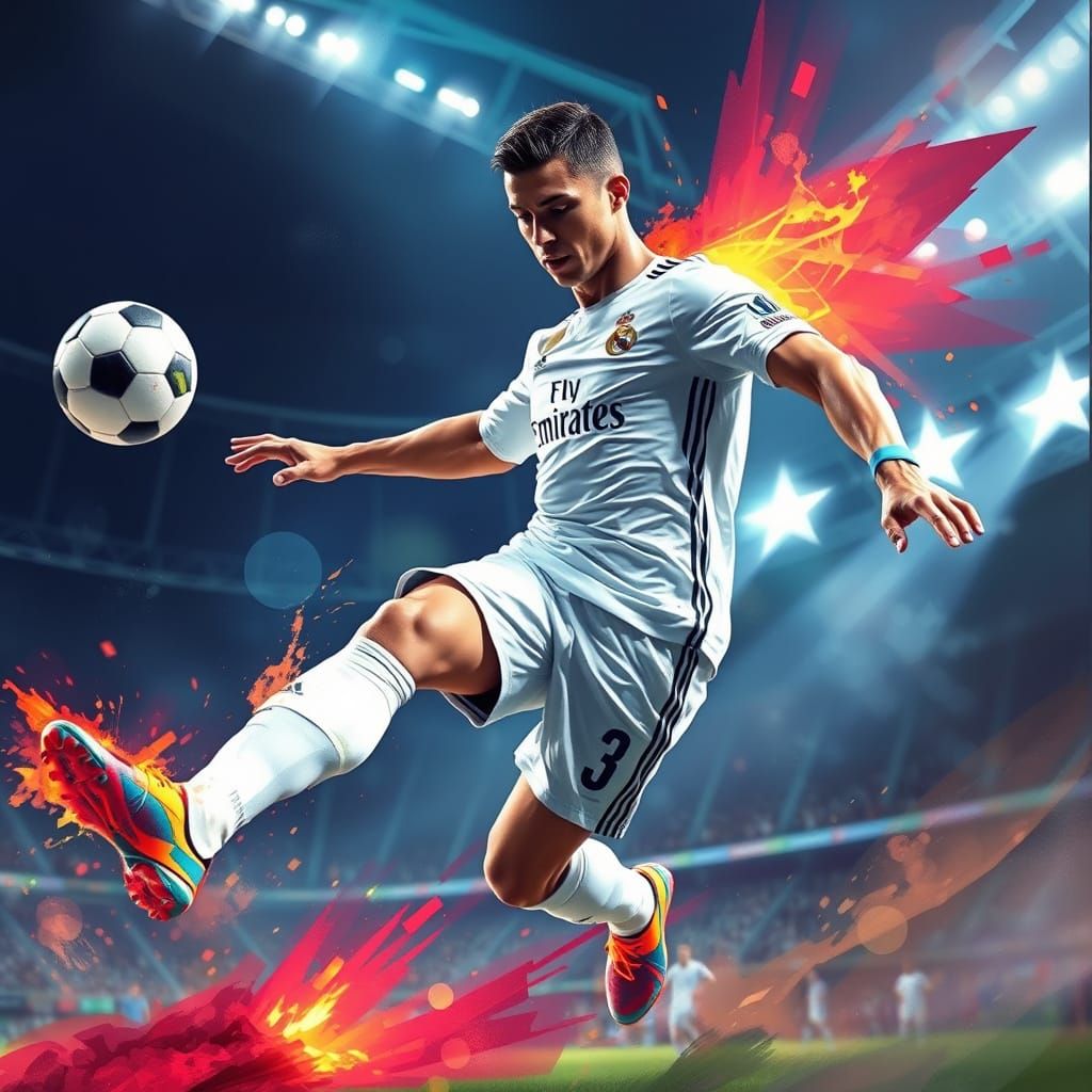 Ronaldo Scores Free Kick with Flaming Aura