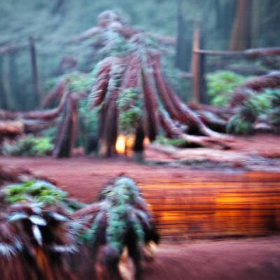 Redwood Forest at Dawn in Soft Focus