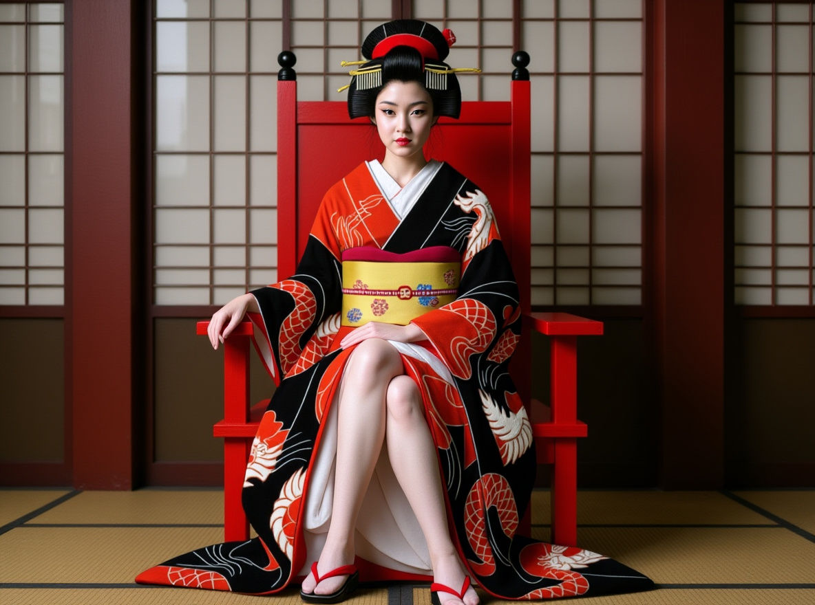 Geisha on Throne in Far Eastern Room
