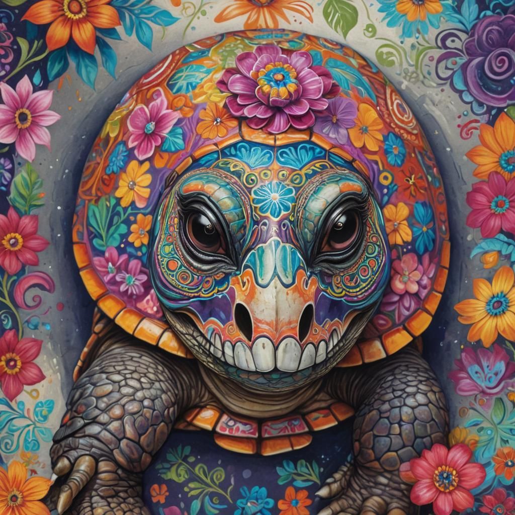 Catrina Turtle: Vibrant Street Art Illustration