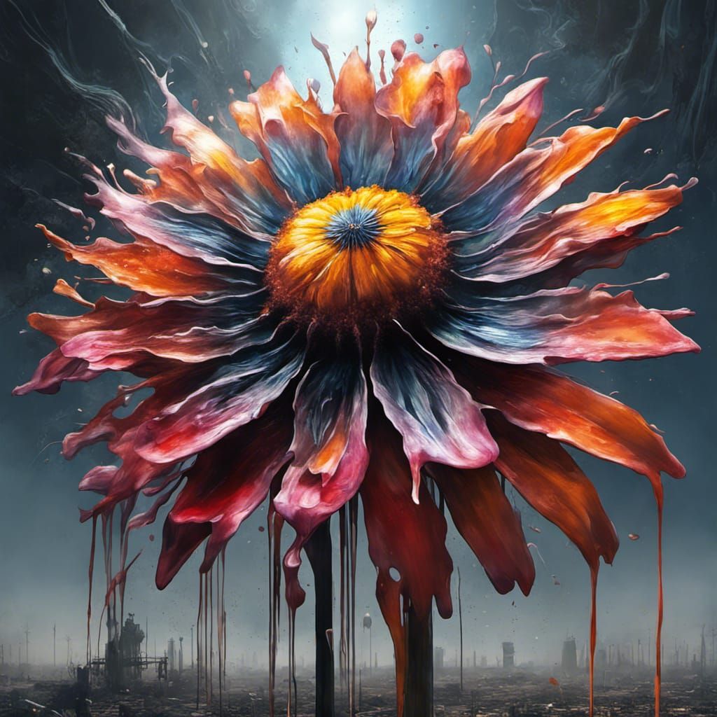 Surreal Flower in Post-Apocalyptic World