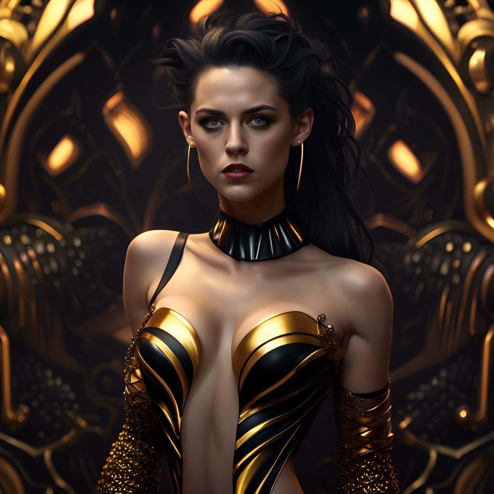 Kristen Stewart gold and black