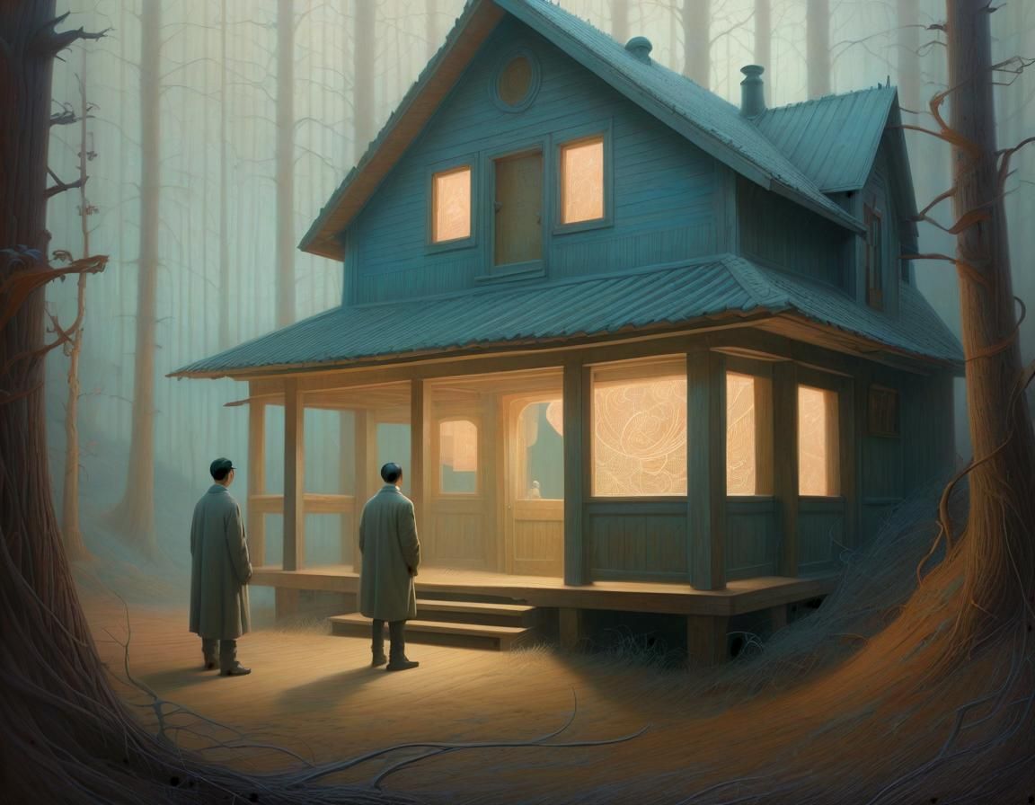 Ethereal Cabin Portrait in Dreamlike Style
