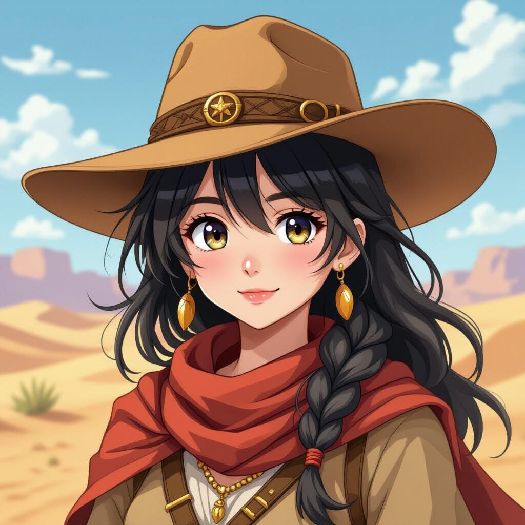 Anime Female Desert Wanderer Illustration