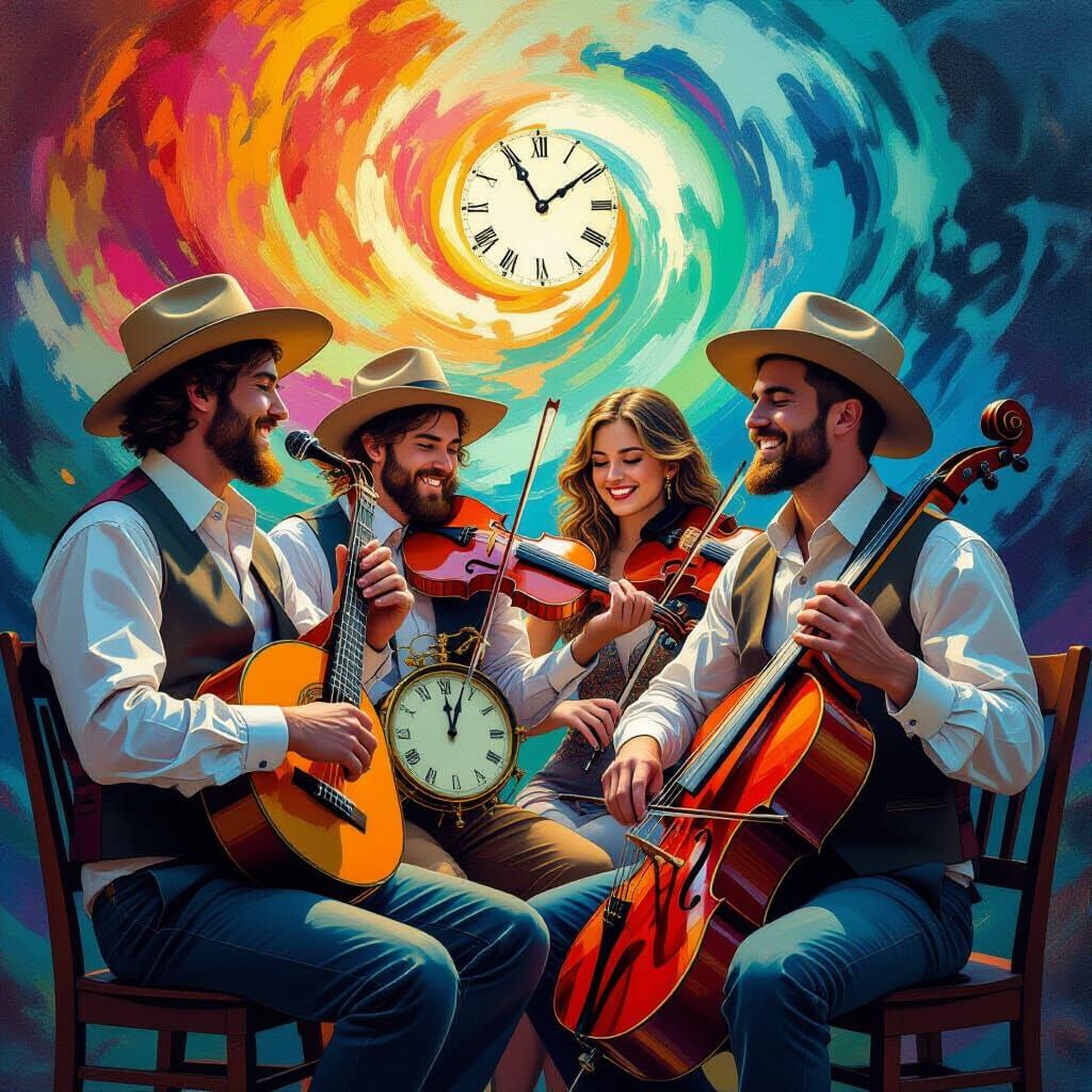Clockwork Musicians Harmonize in a Hyperrealistic Style