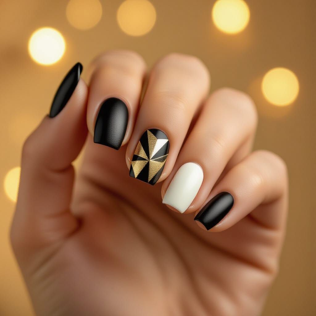 Art Deco Nails in Golden Light