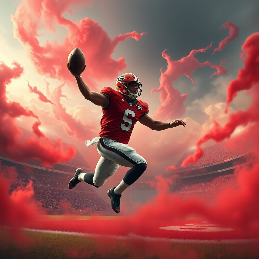 Touchdown Triumph in Dreamlike Stadium: Fantasy Concept Art