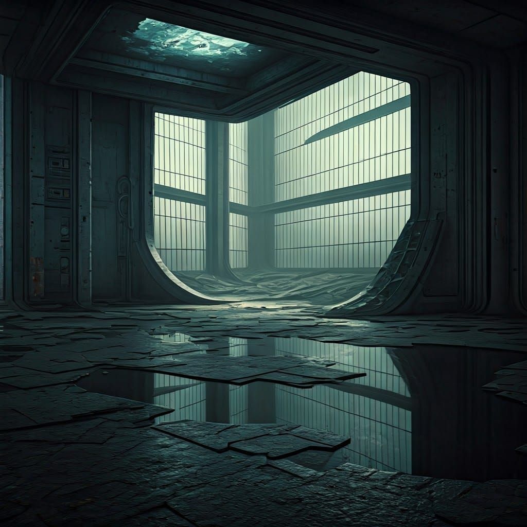 Eerie Abandoned Space with Surreal Architecture