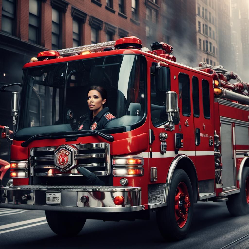Firefighter Driving a Truck in New York City