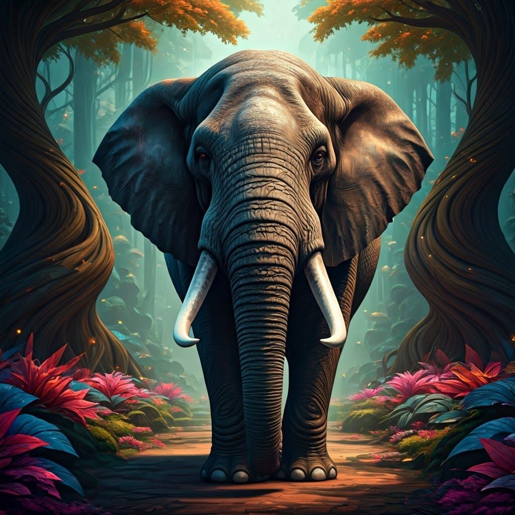Serene Fantasy Elephant in Vibrant 3D