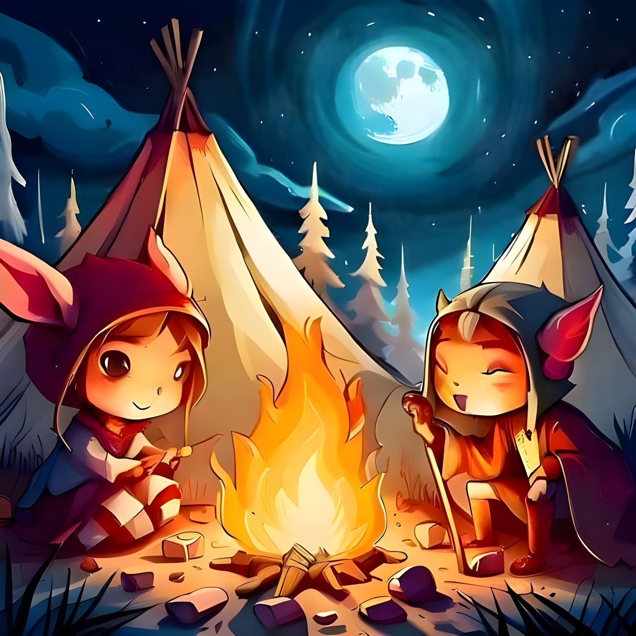 Cute Tent Illustration in Vibrant Triadic Colors