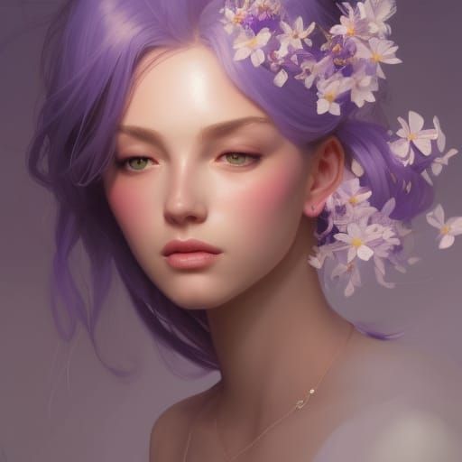 Lavender Princess Portrait in Hyperdetailed Style