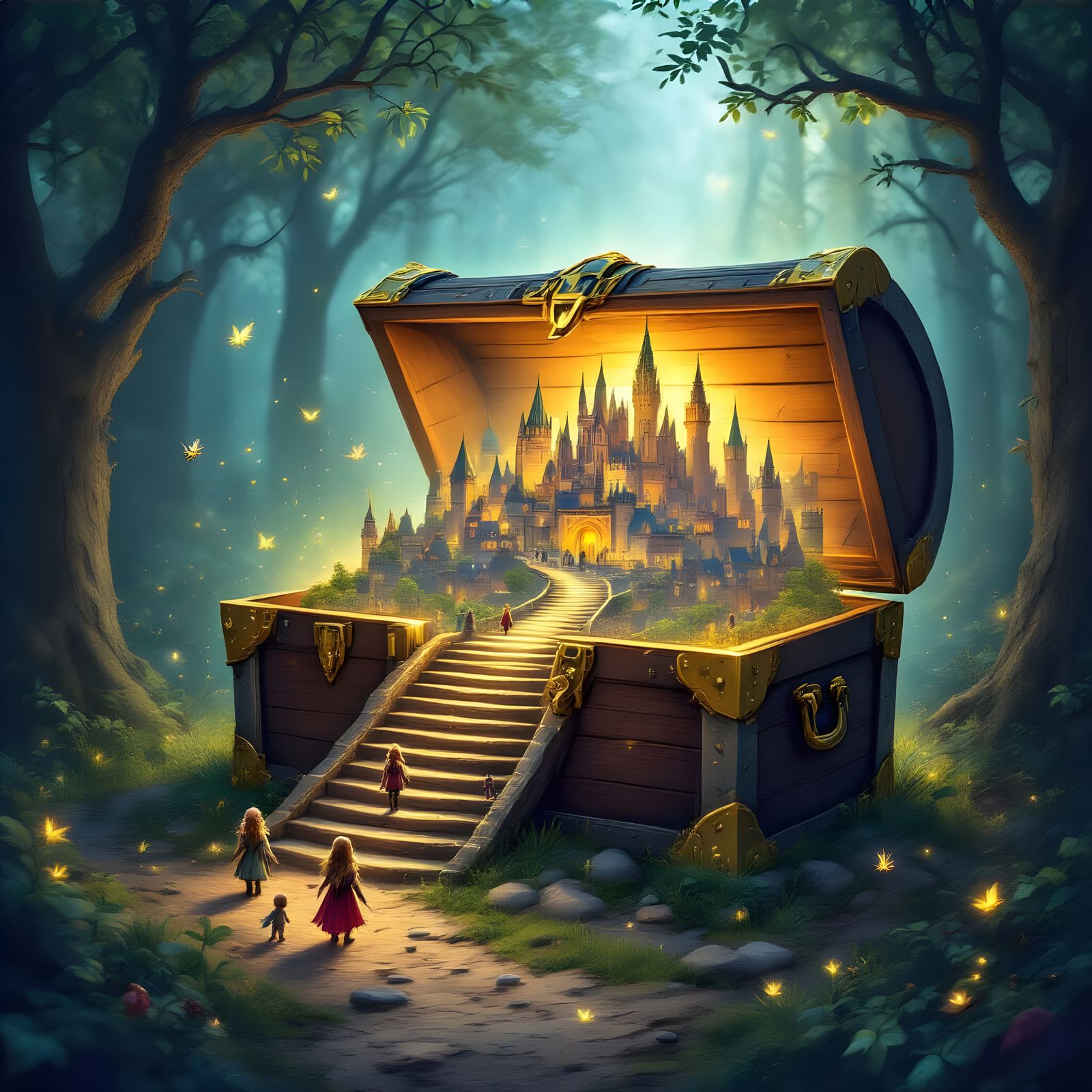 Magical City Revealed in Forest Treasure Chest