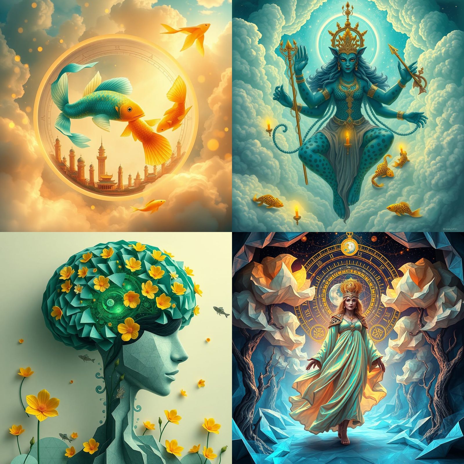 Surreal City of Leopard Gods and Shamanic Figures