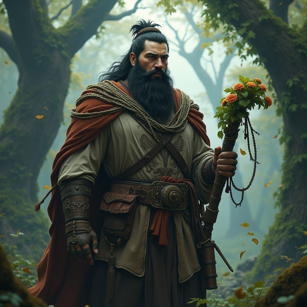 Dashing Gentleman with Boughati in Mystical Landscape