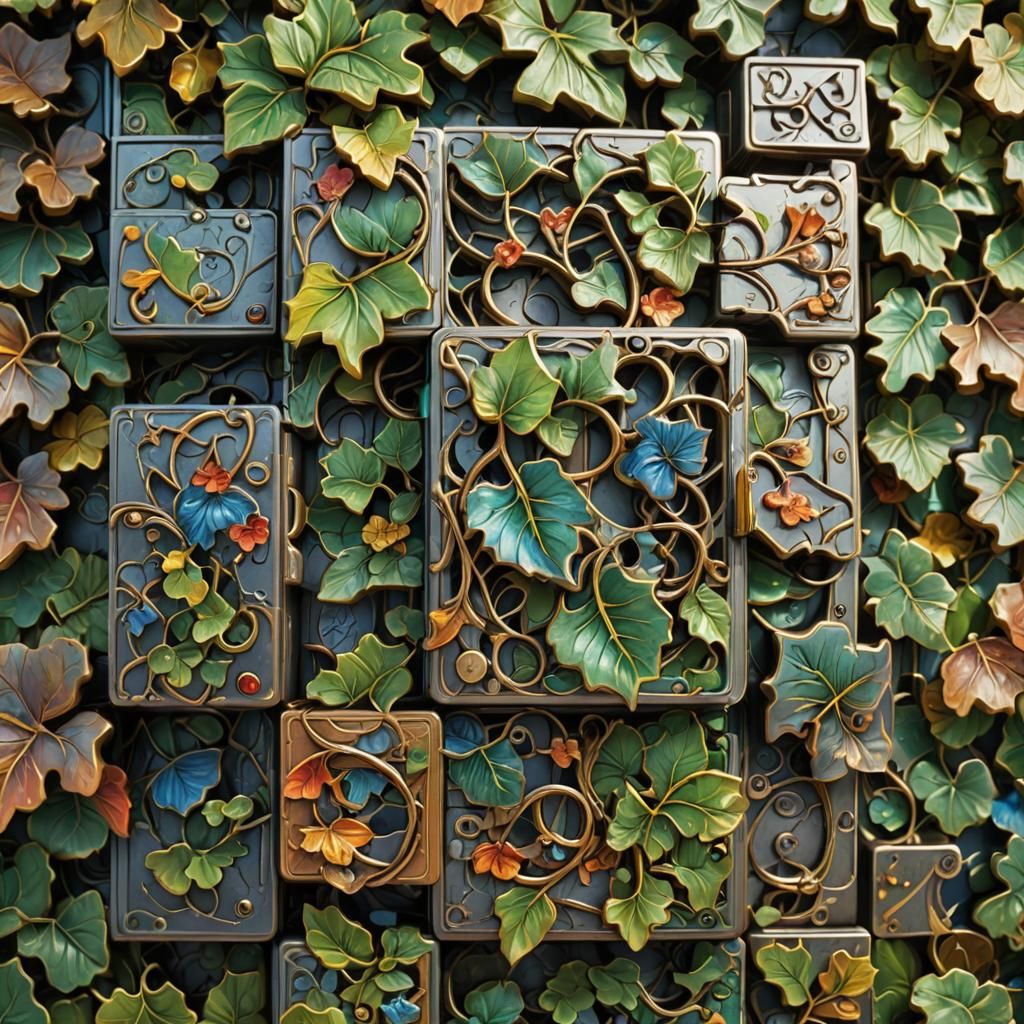 Intricate Metal Puzzle Box with Vine Pattern