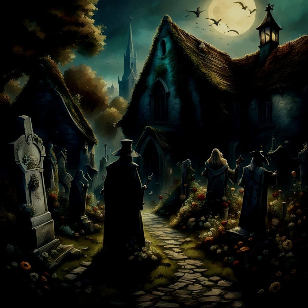 Medieval Plague Graveyard: Detailed Matte Painting