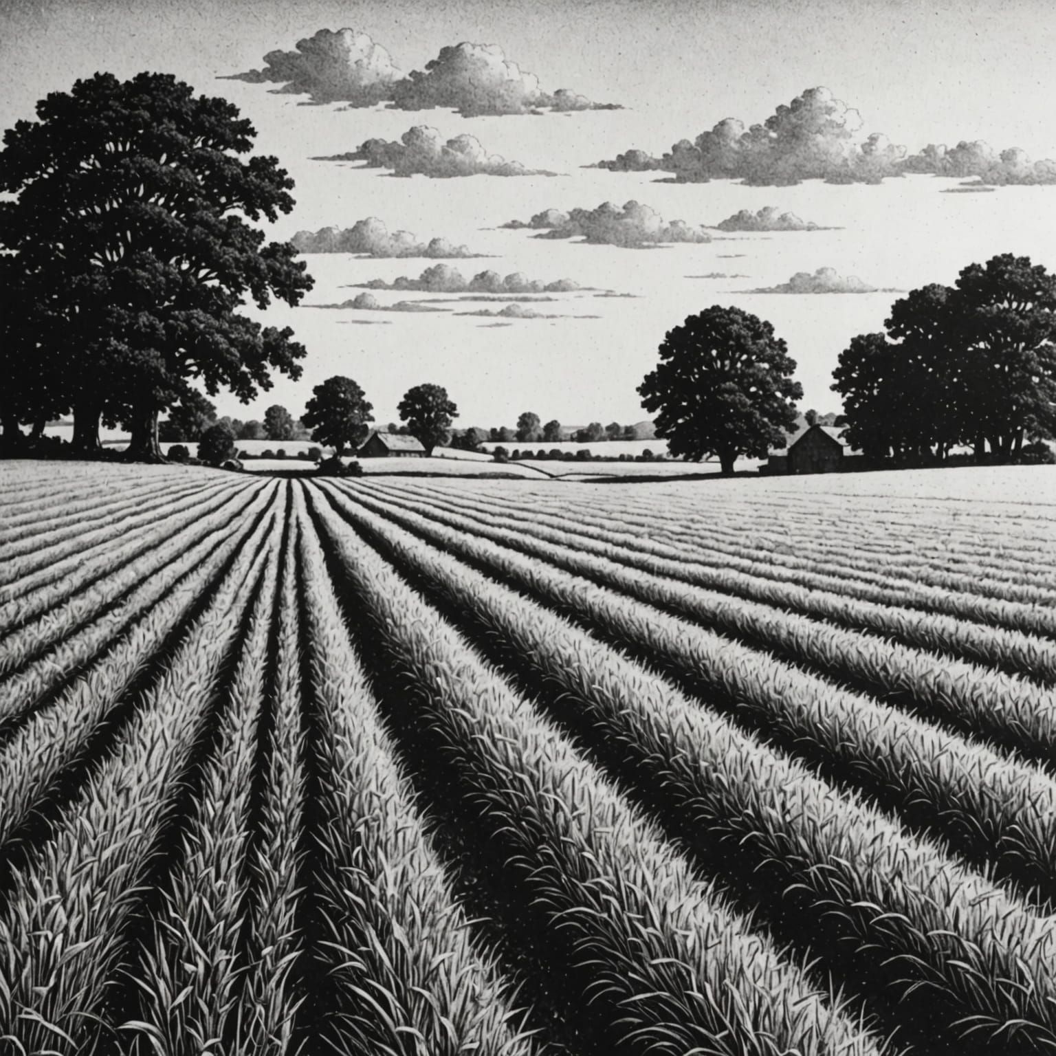 Surreal Stippled Landscape of a Field