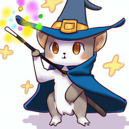 anime cute cat wizard