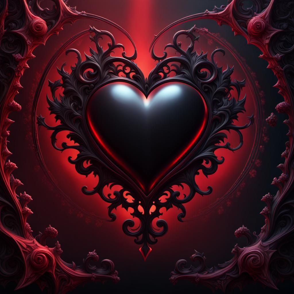 Gothic Red-Black Gradient with Hearts in Unreal Engine