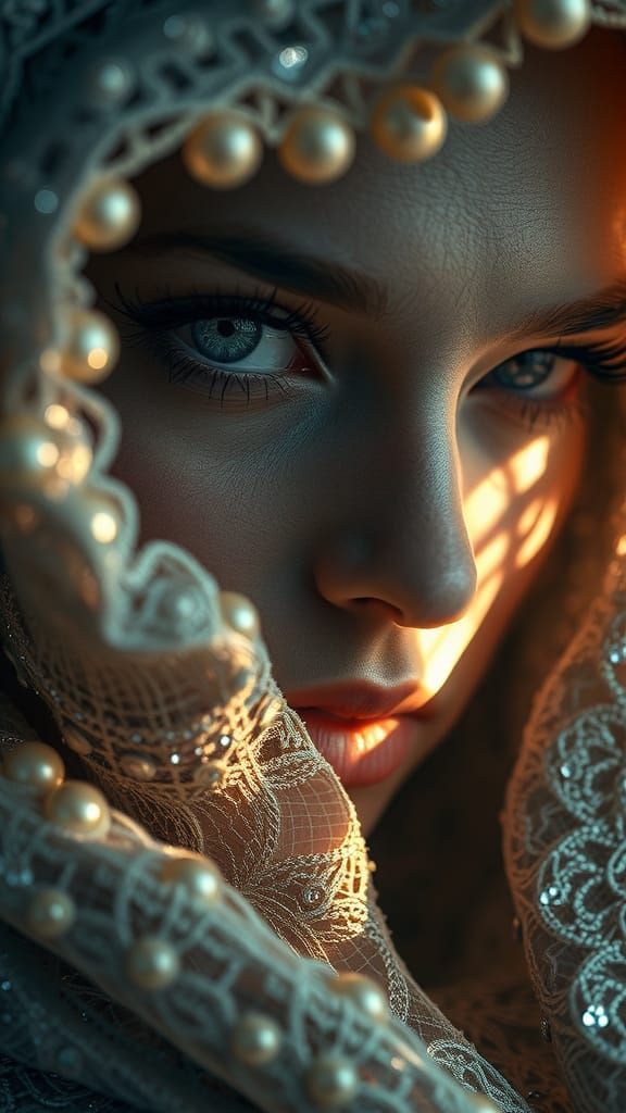 Textile Art Woman: Detailed Close-Up Photo