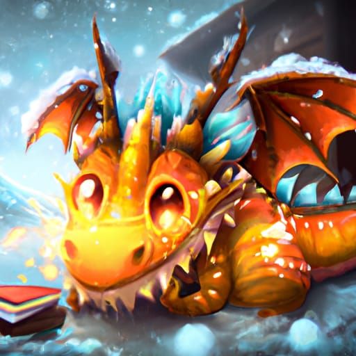 Adorable Christmas Dragon Concept Art in 8K
