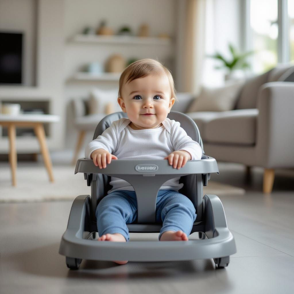 Realistic Baby Boy in Walker, Hyper-Realistic Style