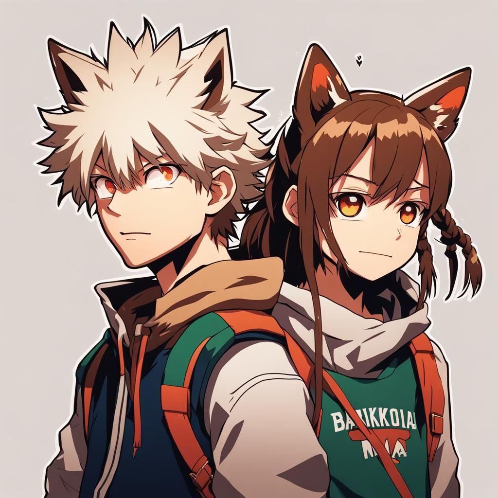Bakugo with Wolf Ears in Anime Style