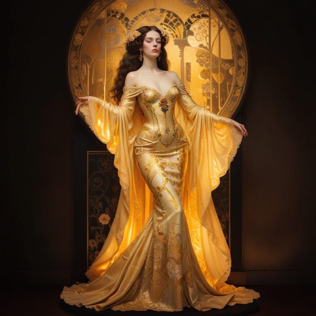 Elegant Woman in Opulent Baroque Attire