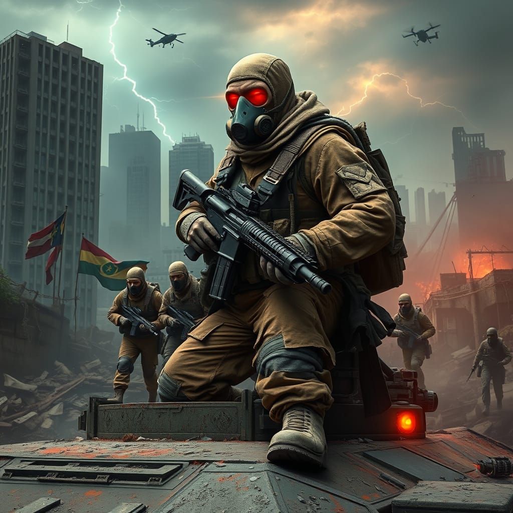 Battle-Scarred Soldier Dominates Wrecked Cityscape in Cyberp...