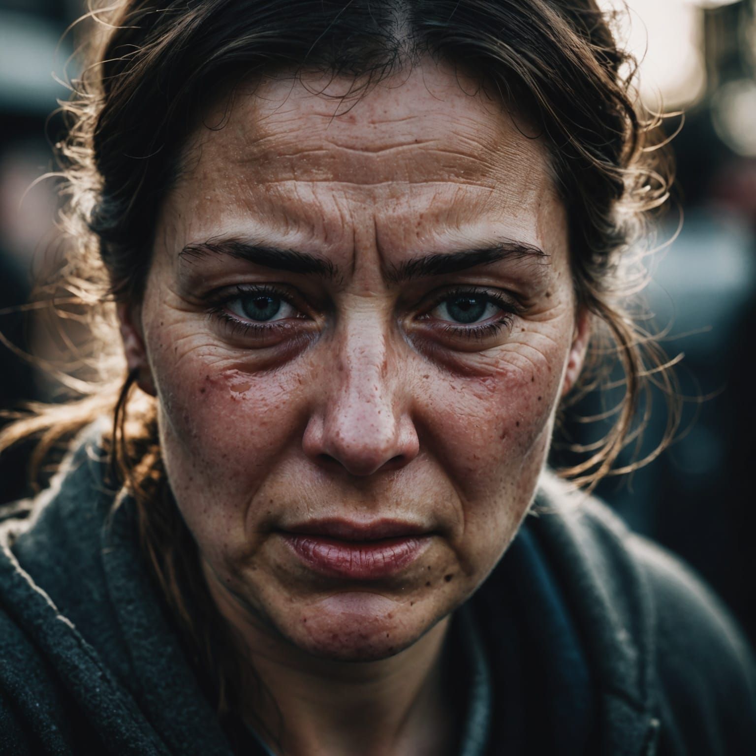 Pregnant Woman Crying: Street-Style Portrait
