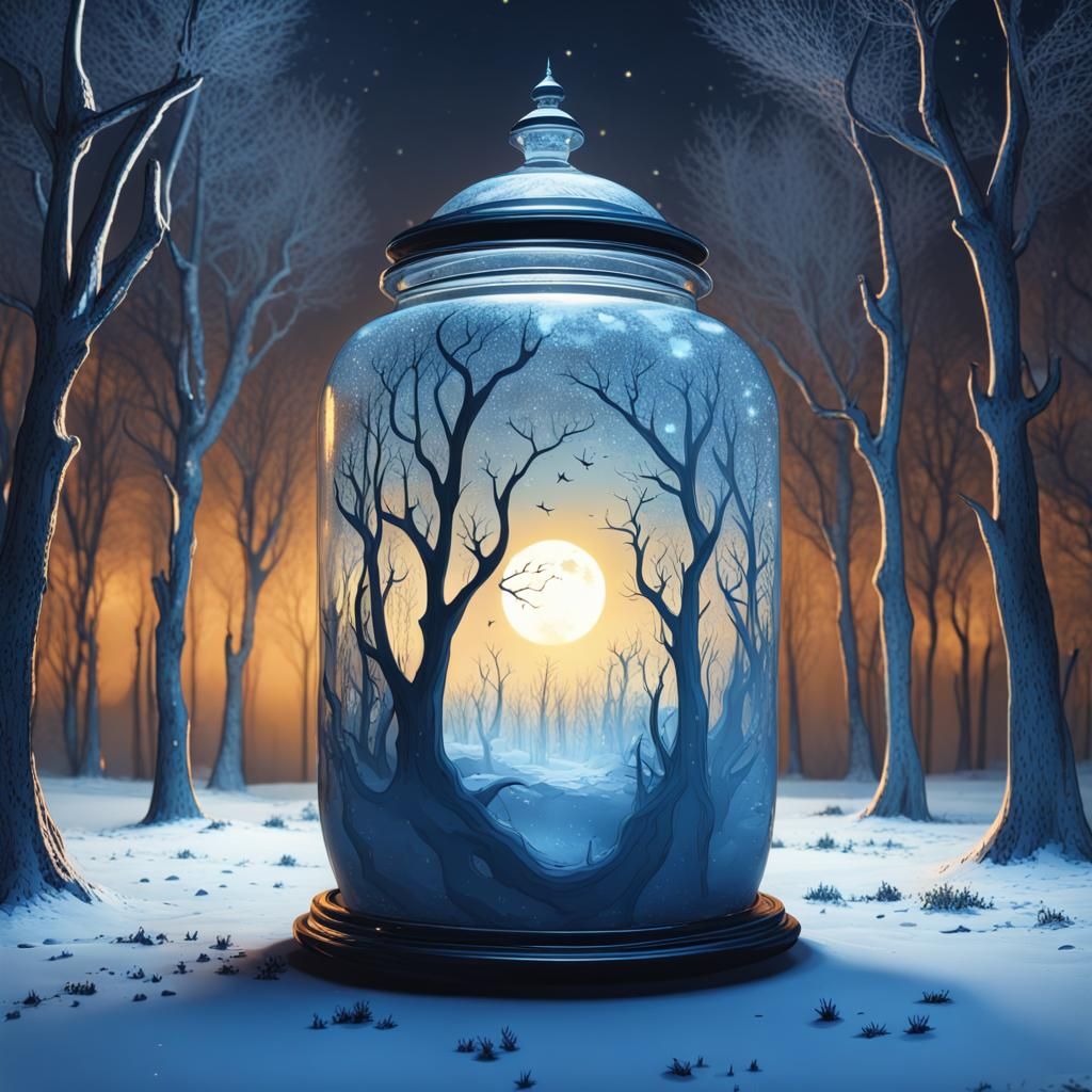 Gothic Jar of Sunshine in Winter Landscape