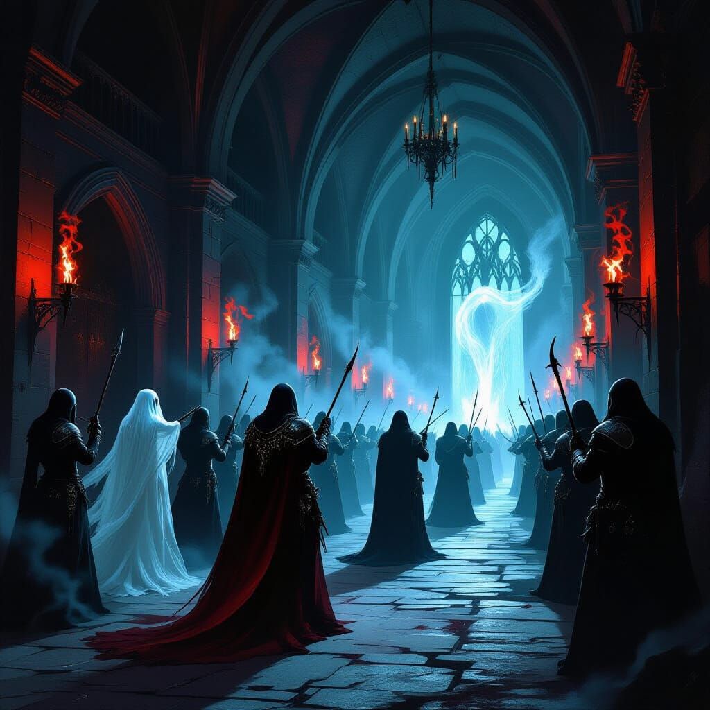 Dark Victory Celebration in Gothic Castle Hall