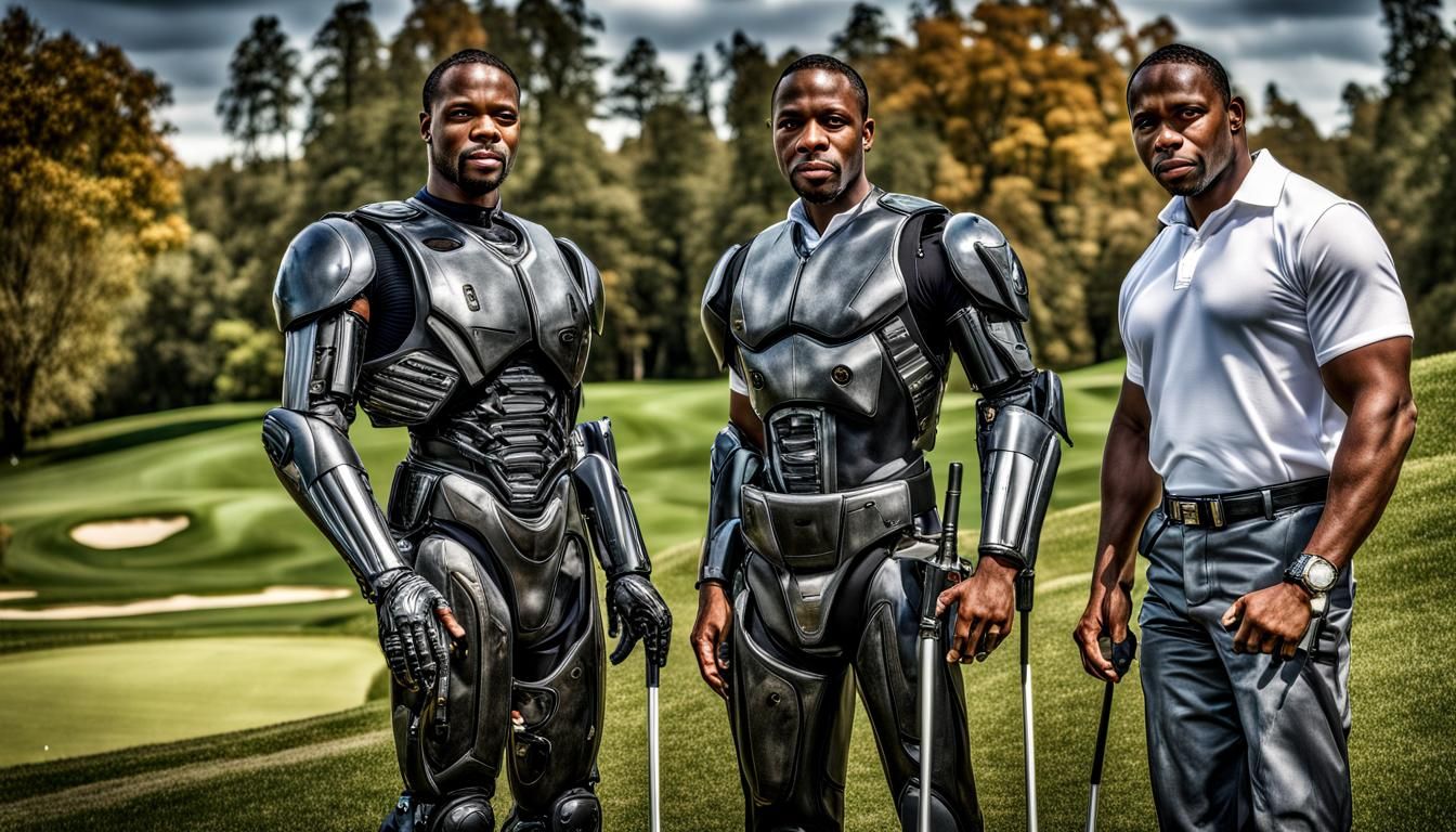 The three amigos meets Robocop. Three very handsome black men that are friends one in his forties and two in their thirt...