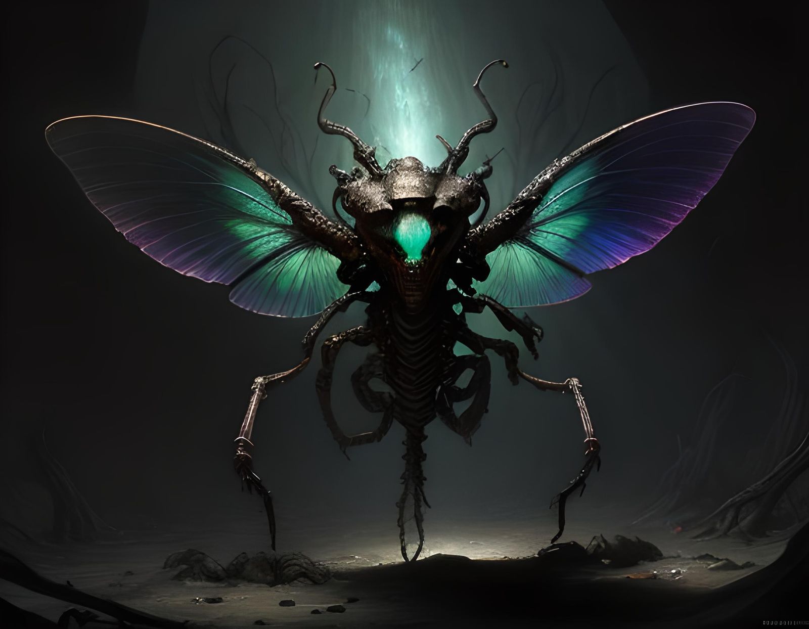Fungoid Brain Insect in Horror Art Style