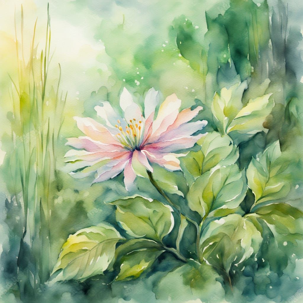 Delicate Flower Blooms in Whimsical Forest Scene