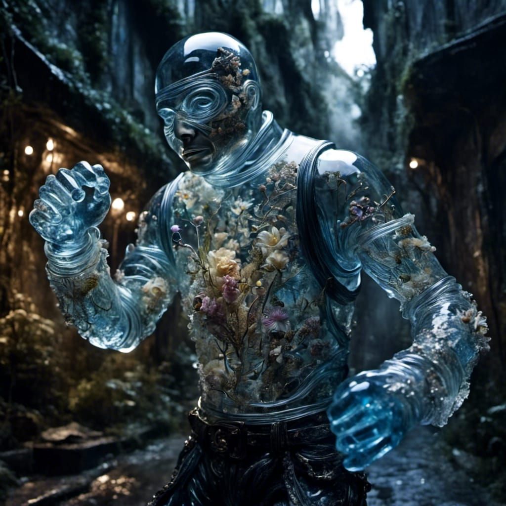 Glass Man Battles Thugs in Dark Alleyway