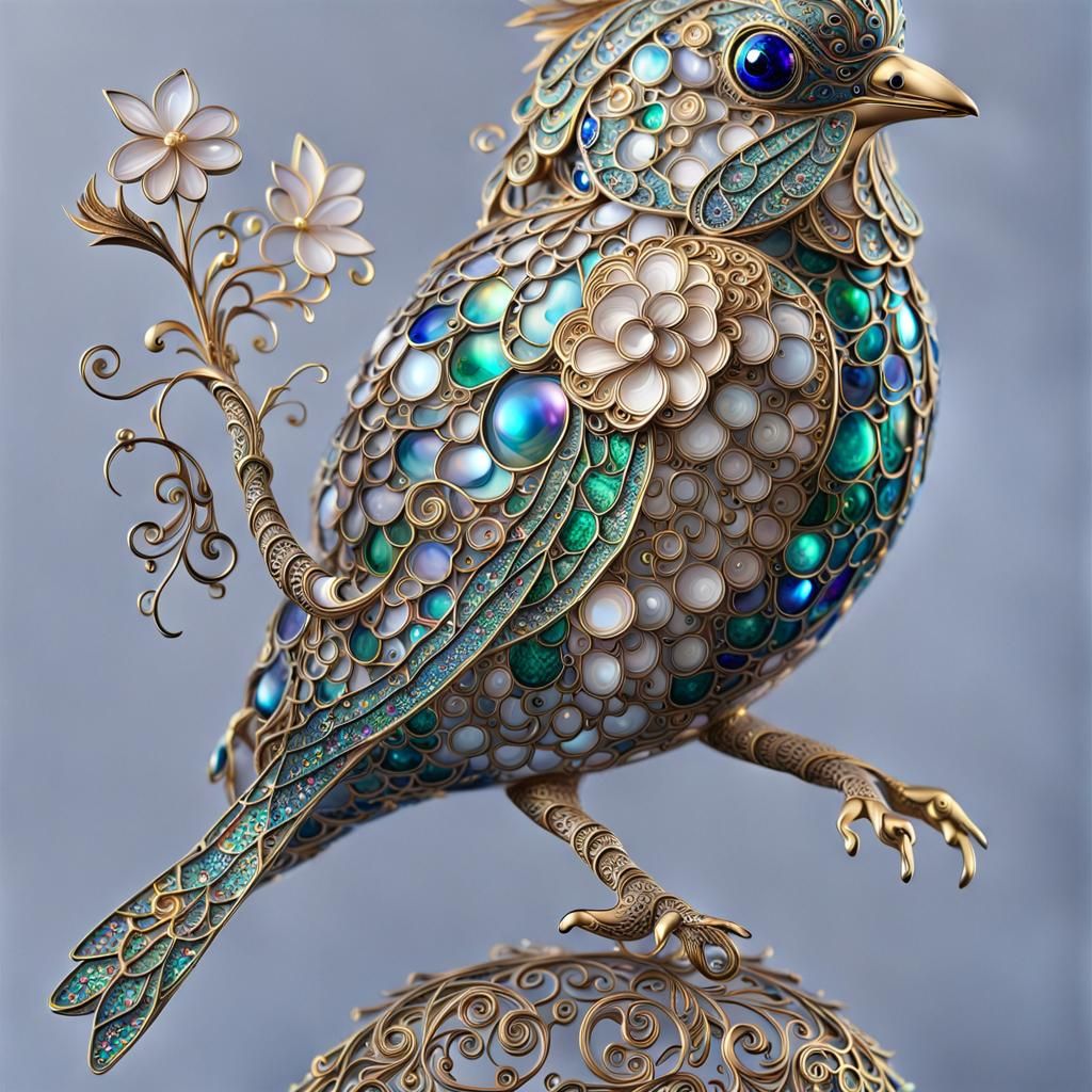 Faberge Bird in Confetti Shower