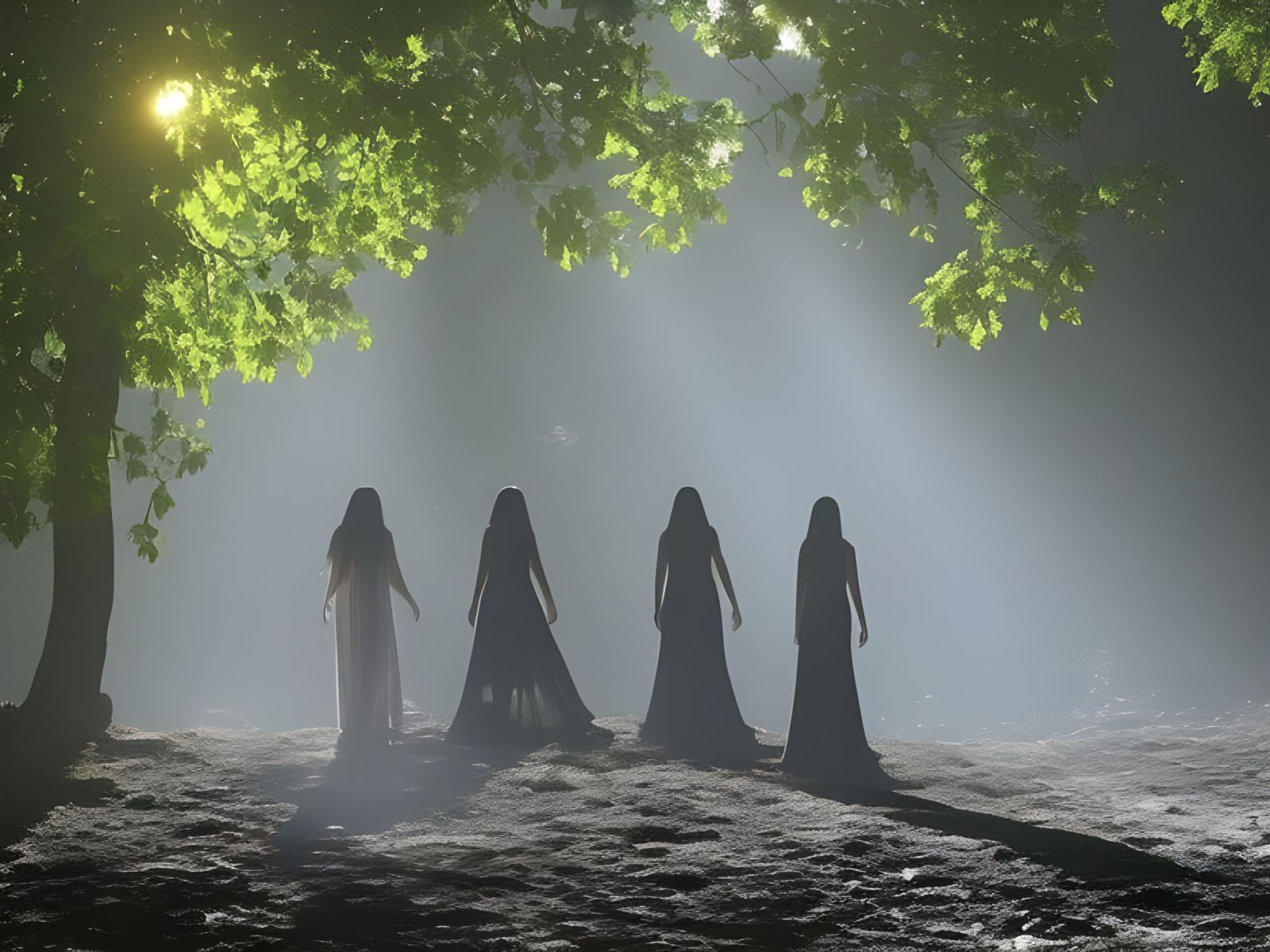 Mystical Shadow Figures in Dark Fantasy Setting