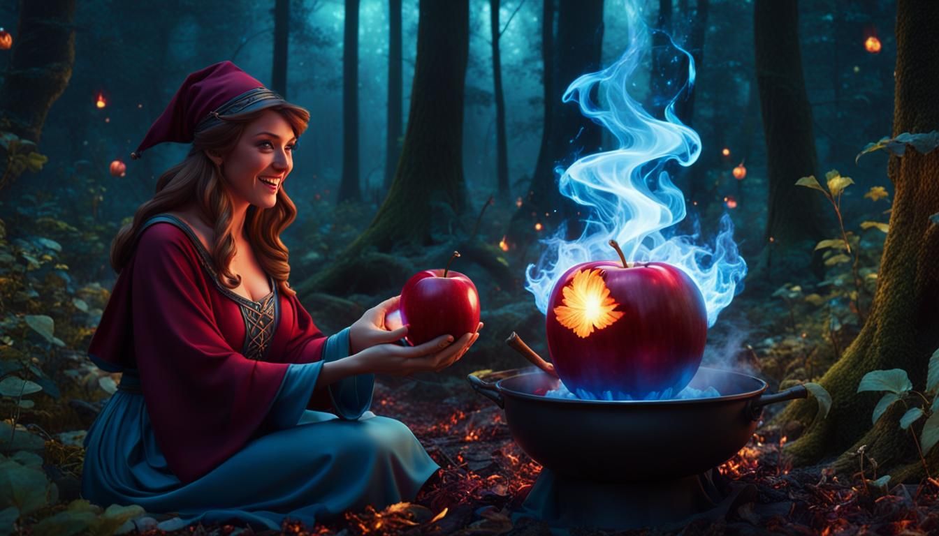 Sorceress Stepmother Creates Poison Apple, Matte Painting