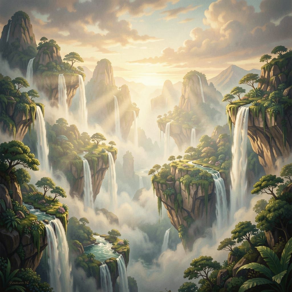 Magical Floating Islands in Dream World