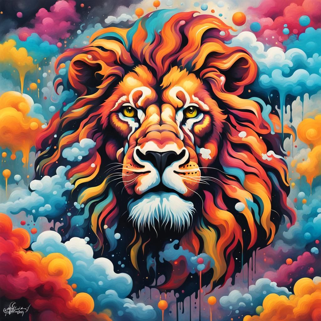 Cloud Lion Graffiti Art in Ultra Quality