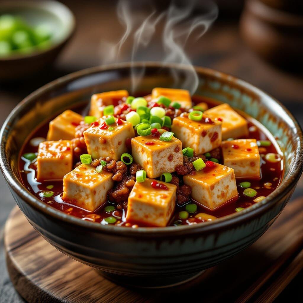 Spicy Ma Po Tofu in Steaming Bowl