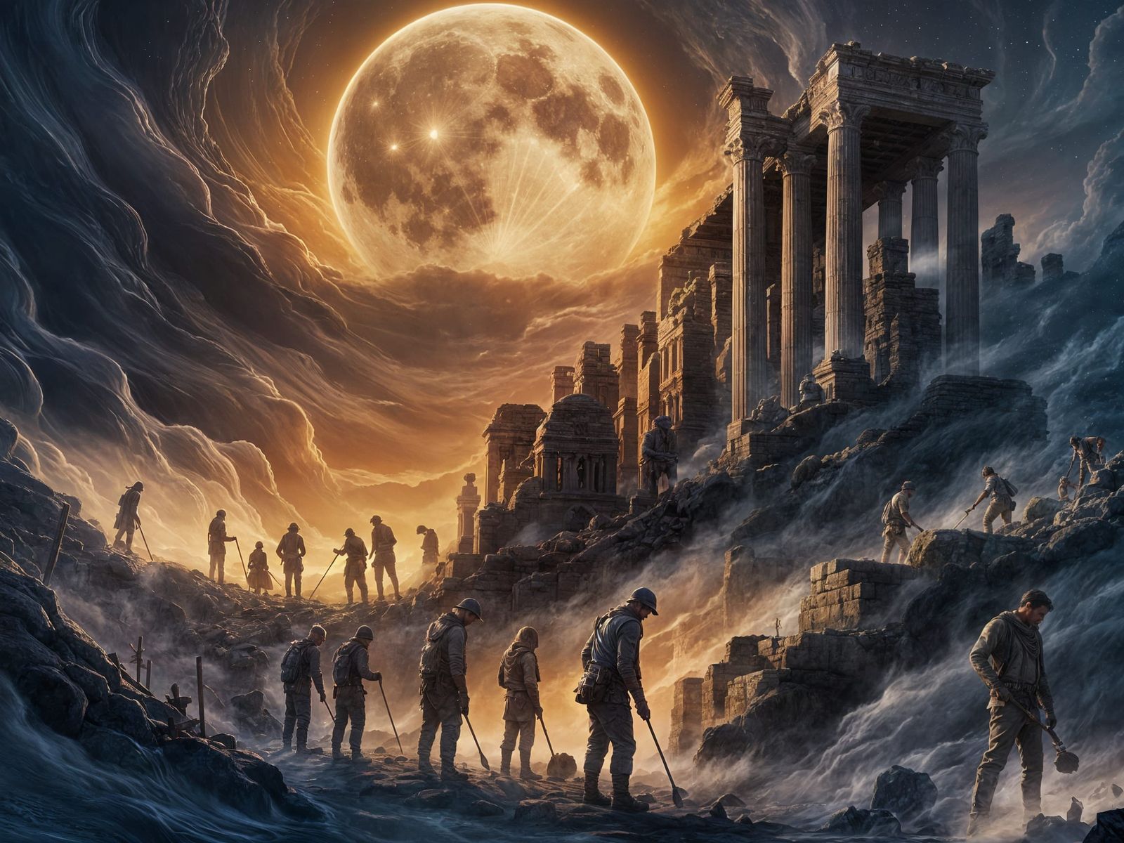 Moonlit Archeologists Uncover Ancient Secrets