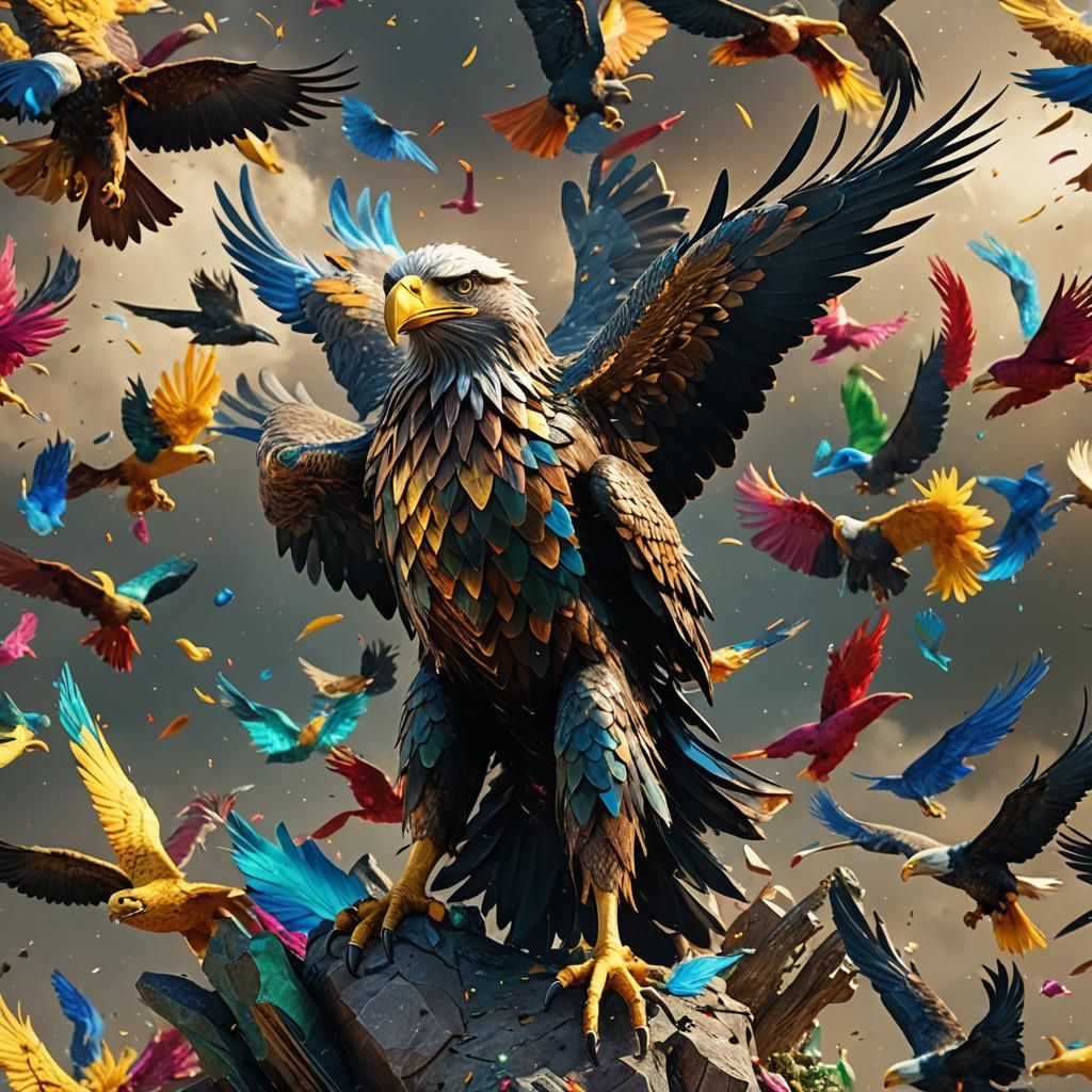 Majestic Eagle King in Vibrant 3D Animation