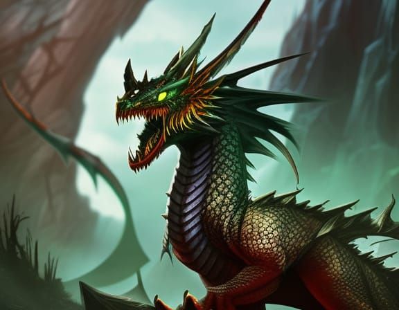 Undead Dragon in Renaissance Horror Style