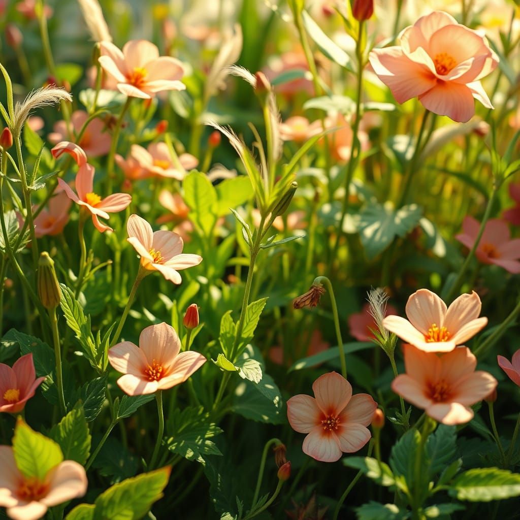 Whimsical Lush Garden in Vibrant Colors